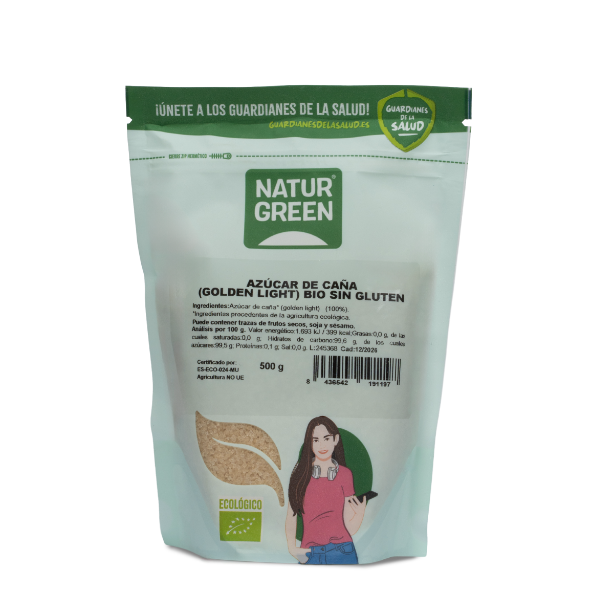 Açúcar de Cana Biológico (luz dourada) Naturgreen 500 g