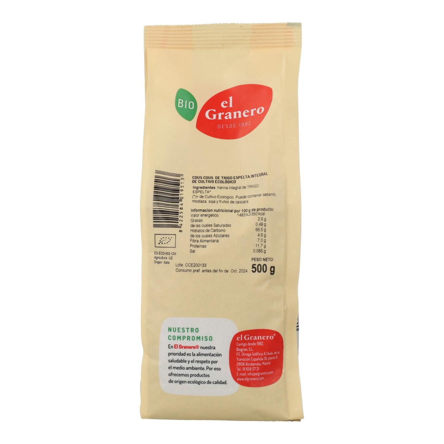 Cuscuz de Espelta Integral Biológica El Granero 500 g 