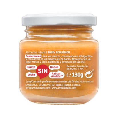 Smileat Maçã, Laranja e Cenoura Biológica Pote +6 Meses 130 g