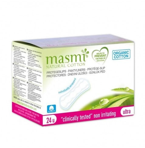 Protetores de cuecas ultrafinos Masmi 100% algodão ecológico, 24 unidades