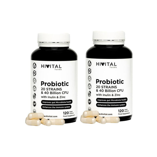 Embalagem 2x Probiótico com Inulina e Zinco Hivital 120 cápsulas