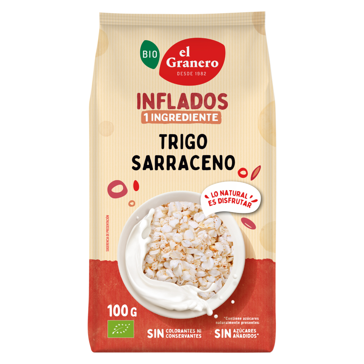 Embalagem de 2 unidades de trigo sarraceno biológico tufado da El Granero, 100g