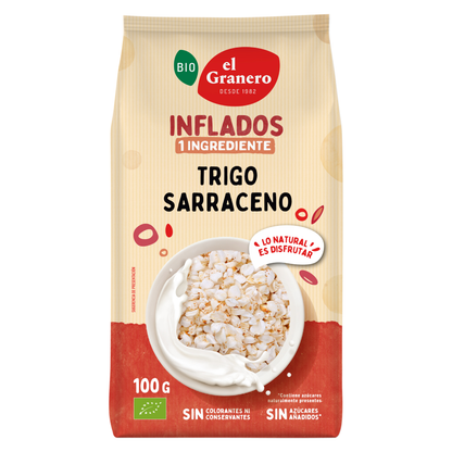 Embalagem de 2 unidades de trigo sarraceno biológico tufado da El Granero, 100g