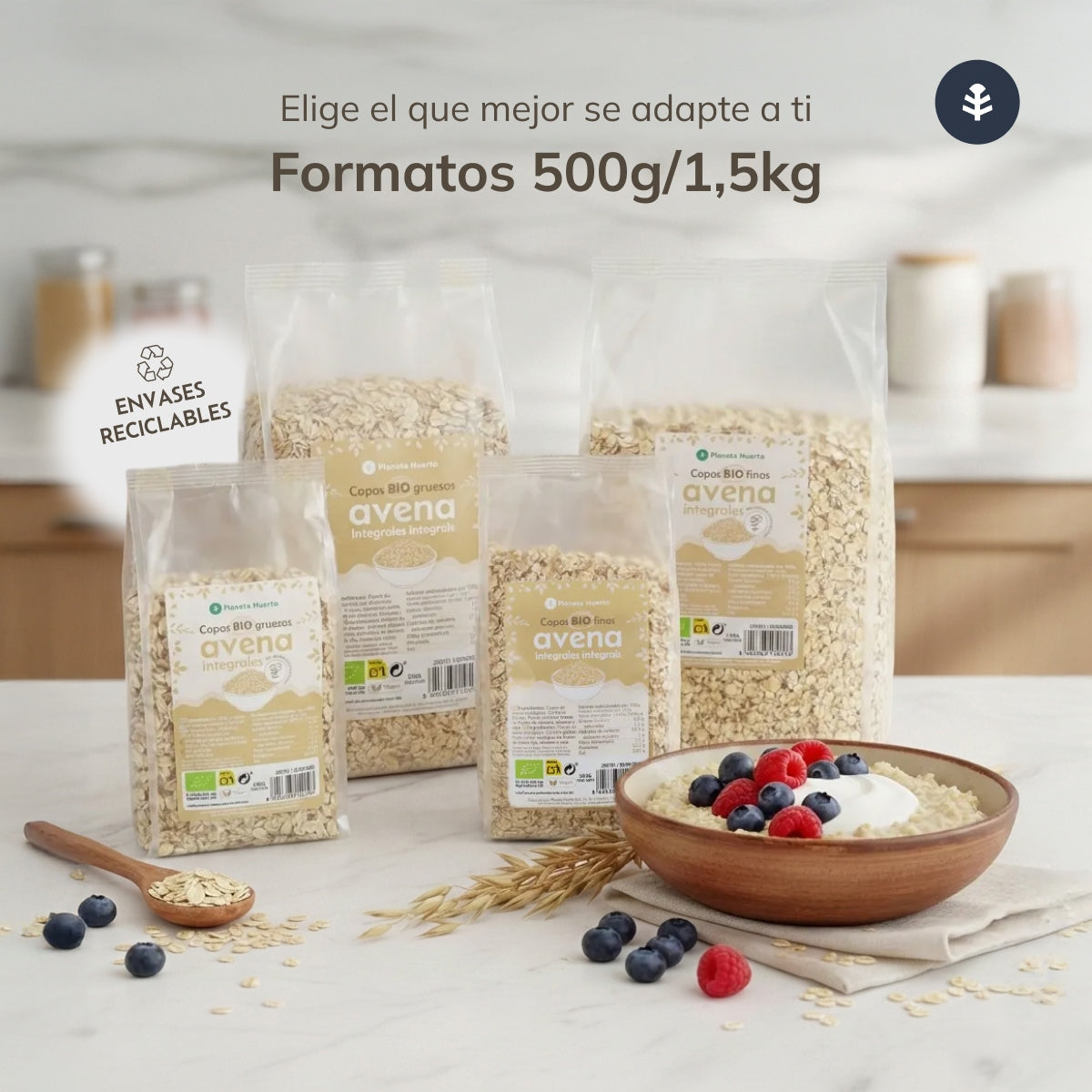 Flocos de Aveia Integrais Finos ECO Planeta Huerto 500 g