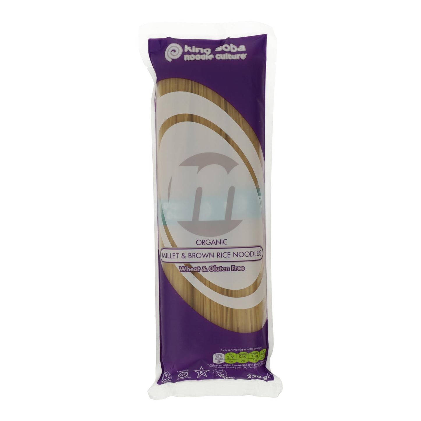 Noodles biológicos sem glúten de milho-miúdo e arroz integral em formato de esparguete King Soba 250 g