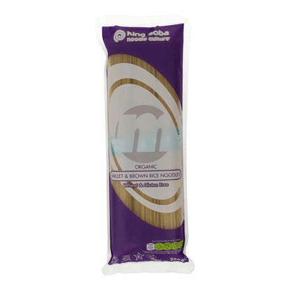 Noodles biológicos sem glúten de milho-miúdo e arroz integral em formato de esparguete King Soba 250 g