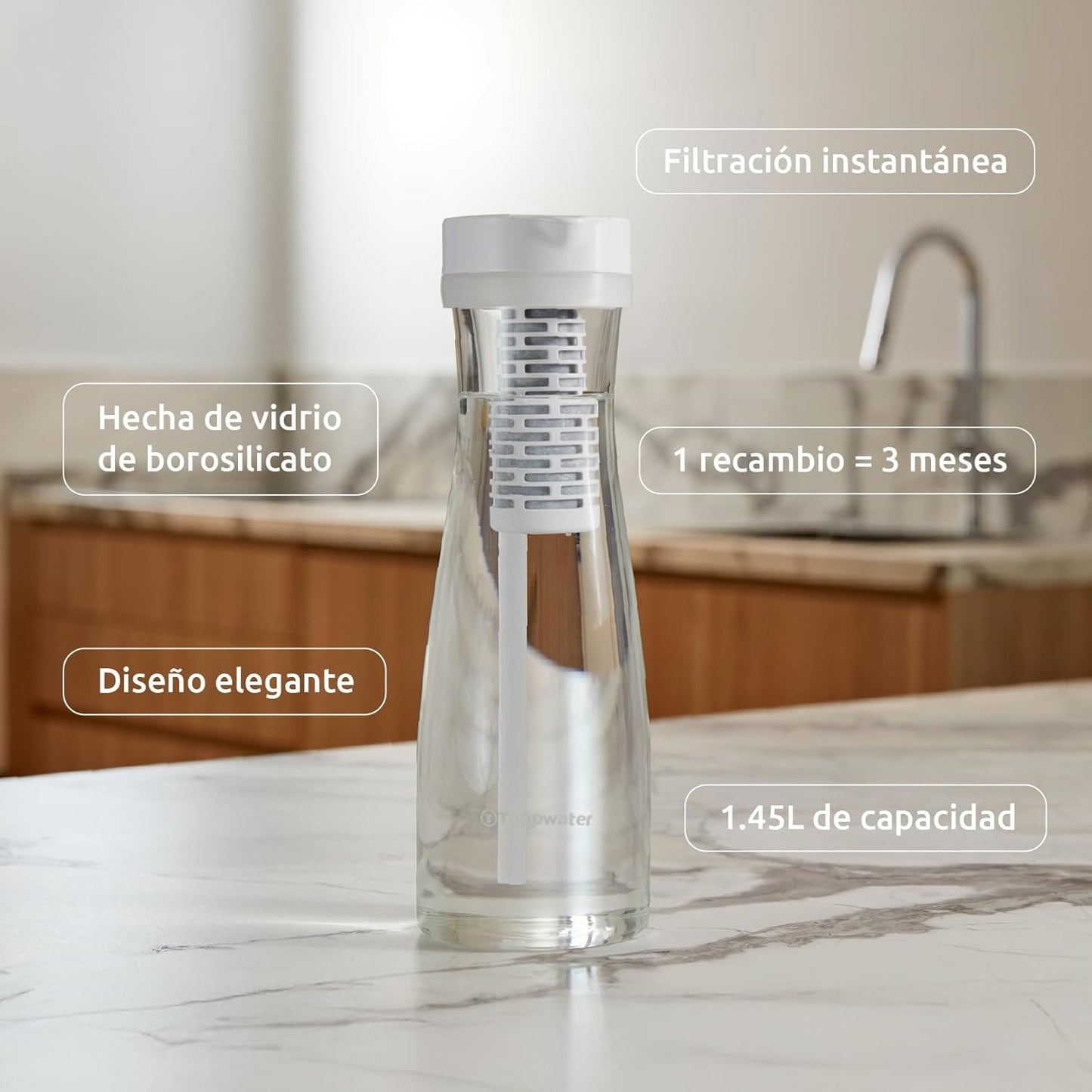 Jarro de vidro com filtro para água da torneira PitcherPro SMR 1,45L