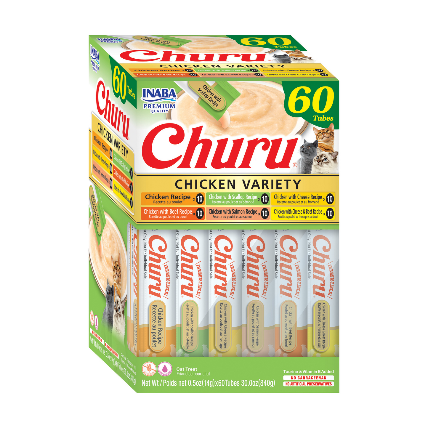 Variedades de Frango Churu Snack cremoso para gatos 60 x 14 g