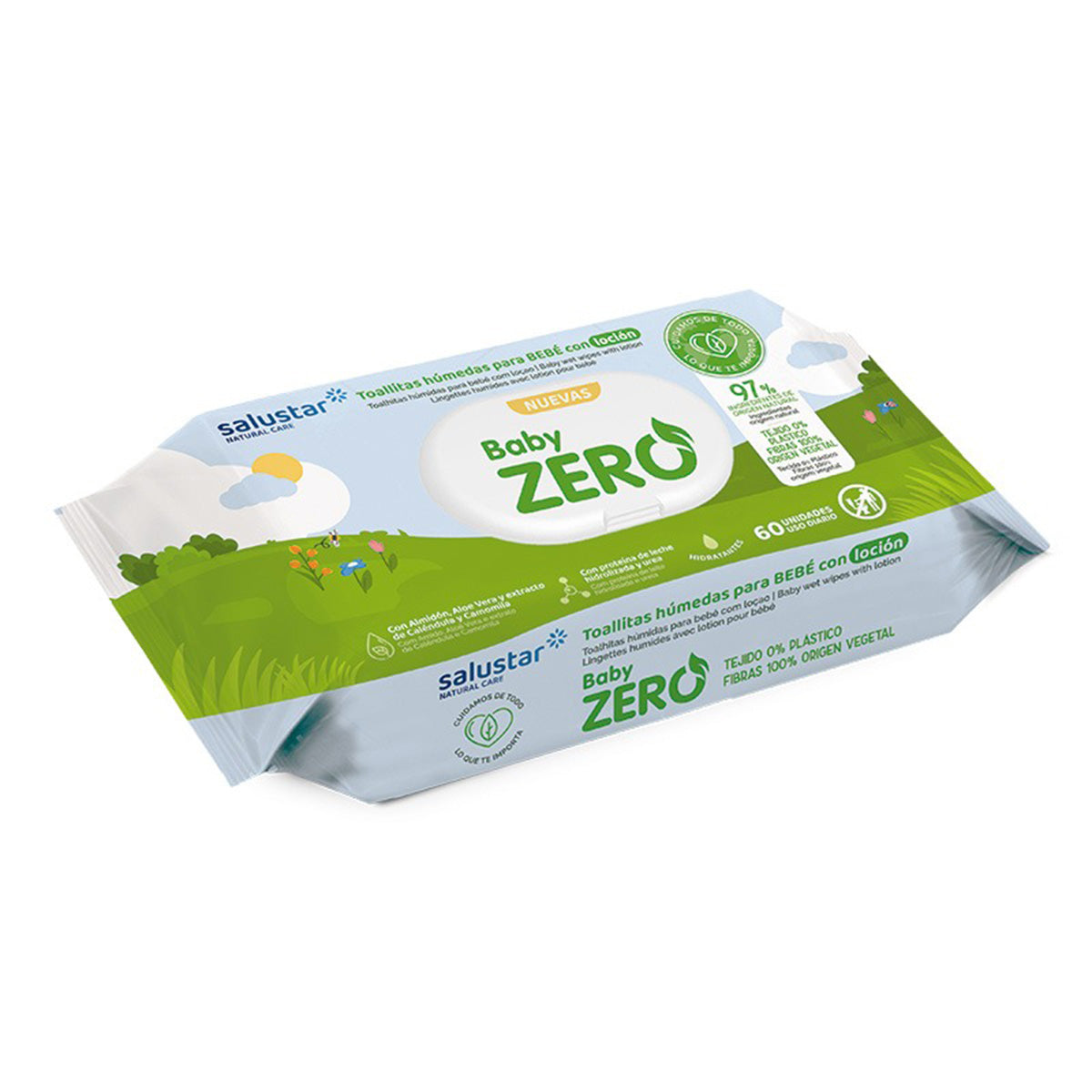 Embalagem de 12 toalhitas biodegradáveis ​​​​Salustar, 80 unidades