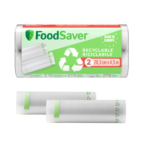 2 rolos de selador a vácuo 100% reciclável, 20 cm x 4,5 m, FoodSaver
