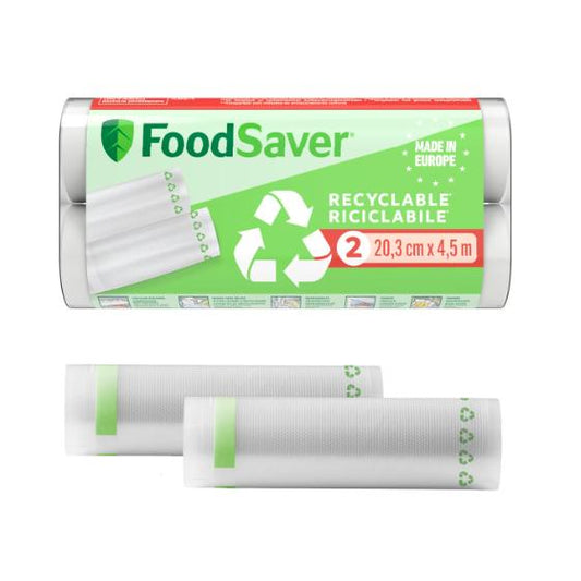 2 rolos de selador a vácuo 100% reciclável, 20 cm x 4,5 m, FoodSaver