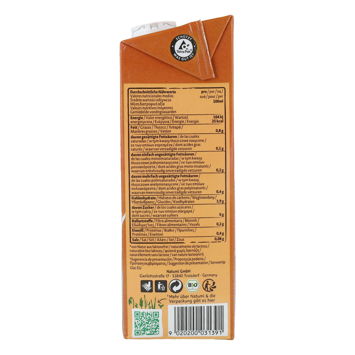 Bebida de Aveia Zero BIO Natumi 1 L