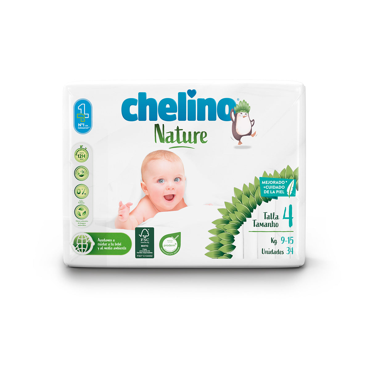 Pack poupança fraldas T4 9-15 kg Chelino Nature 136 unidades
