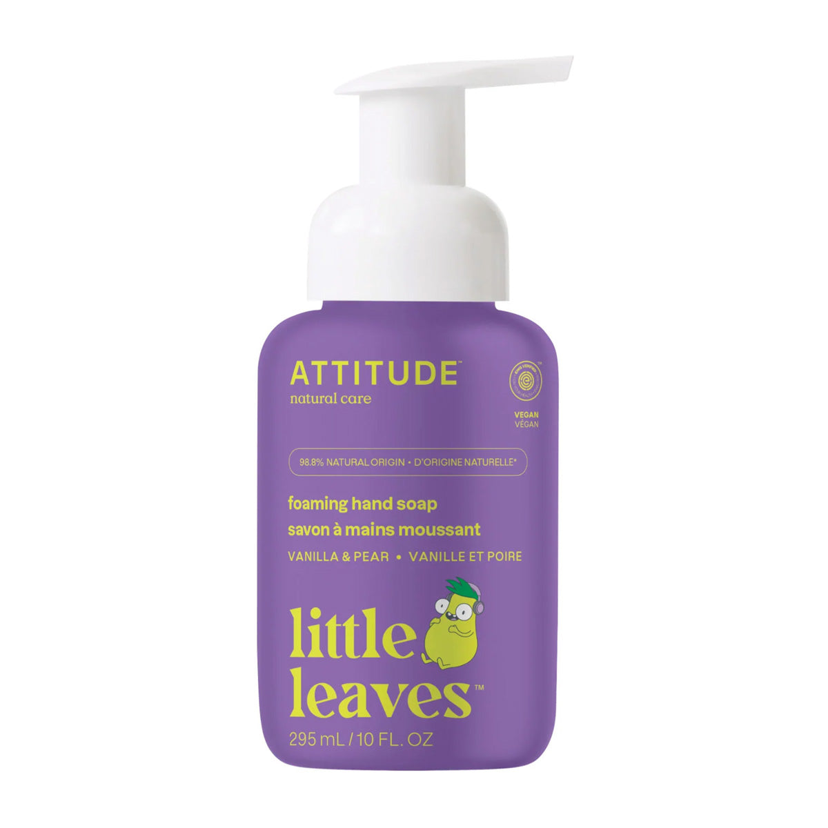 Sabonete líquido espumante para mãos Attitude Pêra e Baunilha para criança 295ml