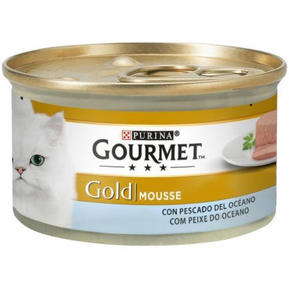 Embalagem de 24 x GOURMET GOLD Mousse Comida Húmida para Peixes do Oceano 85 g