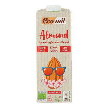 Bebida Natural Clássica de Amêndoa Biológica Sem Açúcar Ecomil 1L