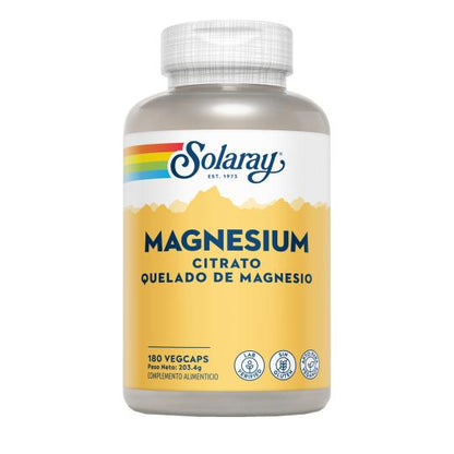 Embalagem de 2 cápsulas de Citrato de Magnésio Solaray 180