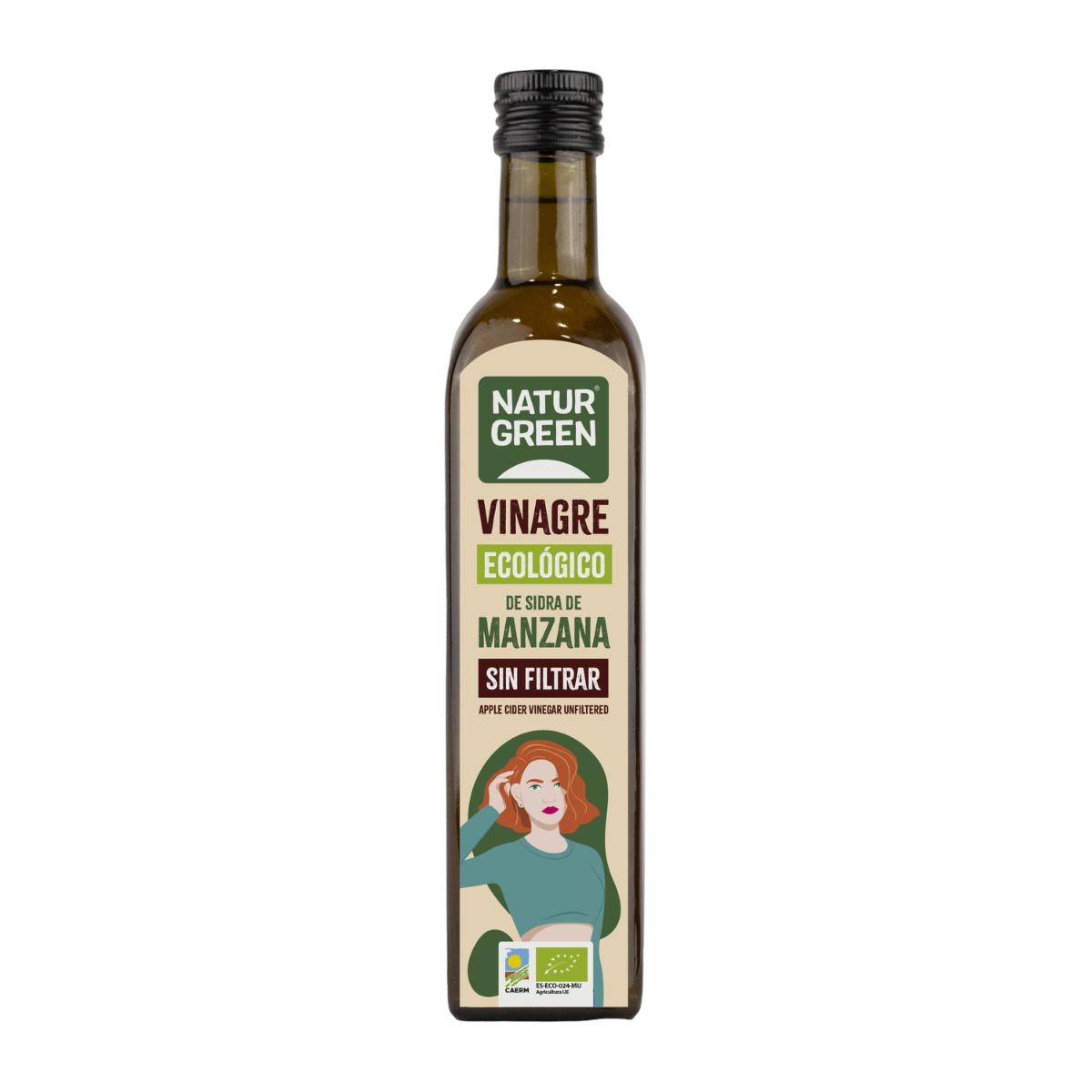 Embalagem de 2 vinagres de maçã biológicos não filtrados NaturGreen 500 ml