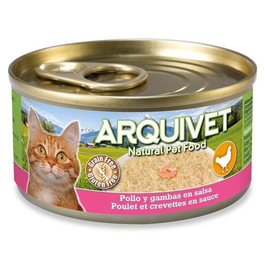 Frango e camarão com molho Arquivet 80 g Ração húmida para gatos