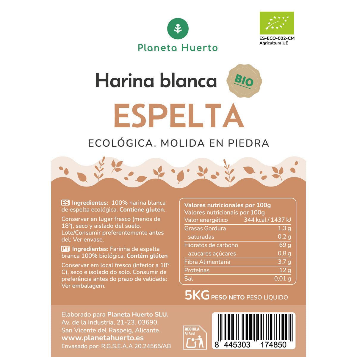 Farinha de Espelta Branca Eco Planeta Huerto 5 Kg