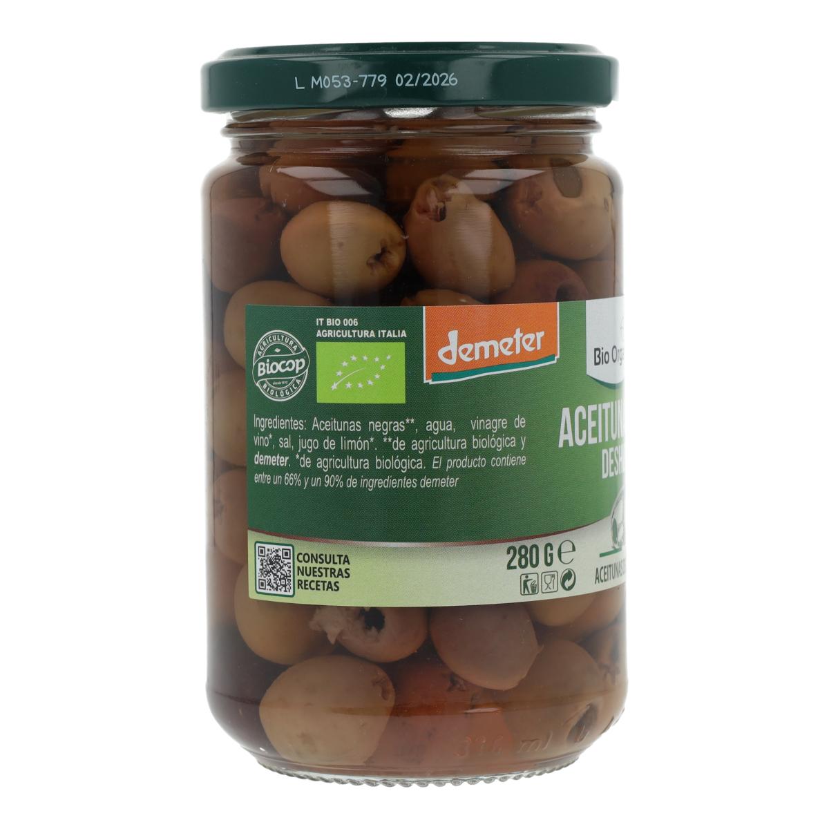 Azeitonas pretas sem caroço Bio Demeter Organica Itália 280 gr