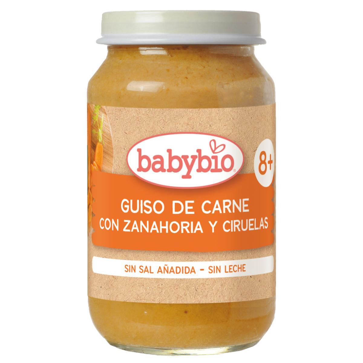 Embalagem de 3 unidades de ensopado de carne Babybio com cenoura e ameixa, 200 g
