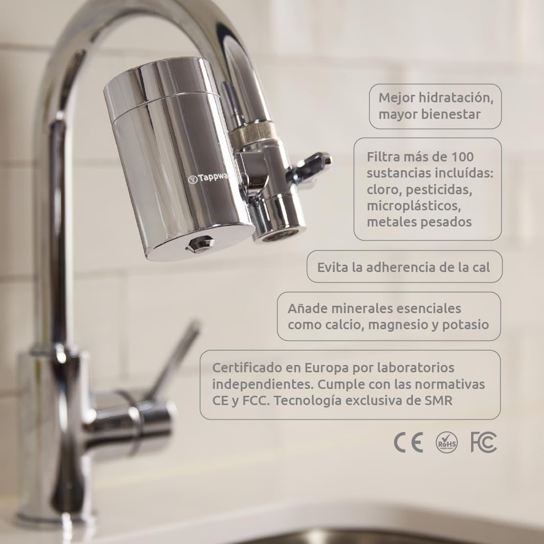 Embalagem de 4 cartuchos de filtro EcoPro Chrome SMR para água da torneira
