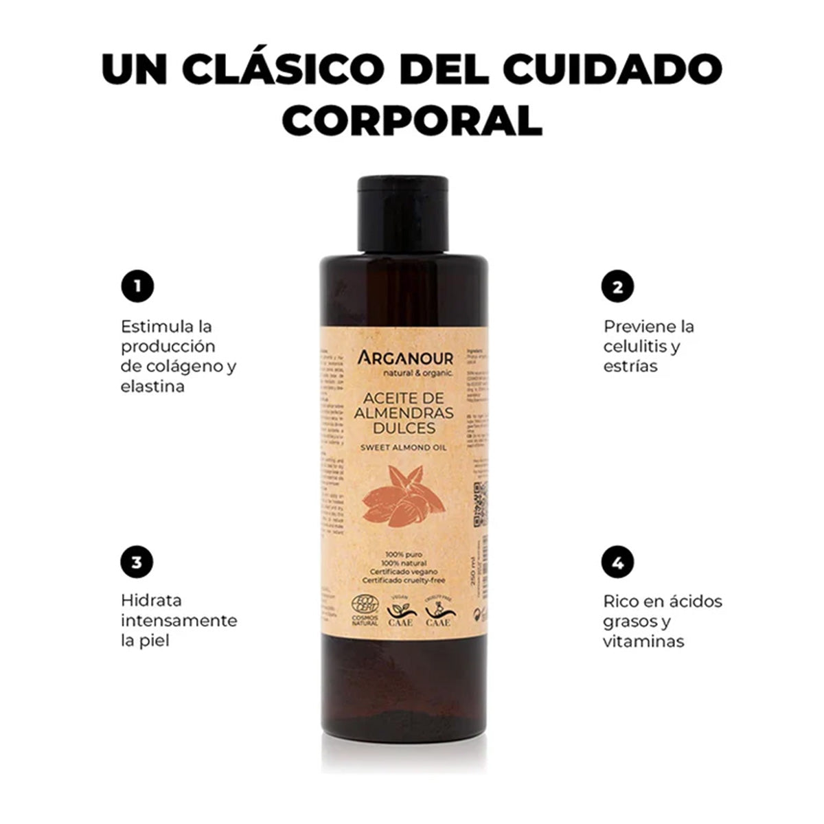 Arganour Óleo de amêndoas doces 100% puro 250ml