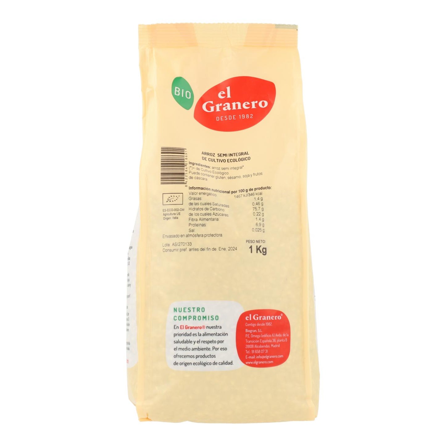 Arroz Meio Integral Biológico El Granero 1 kg