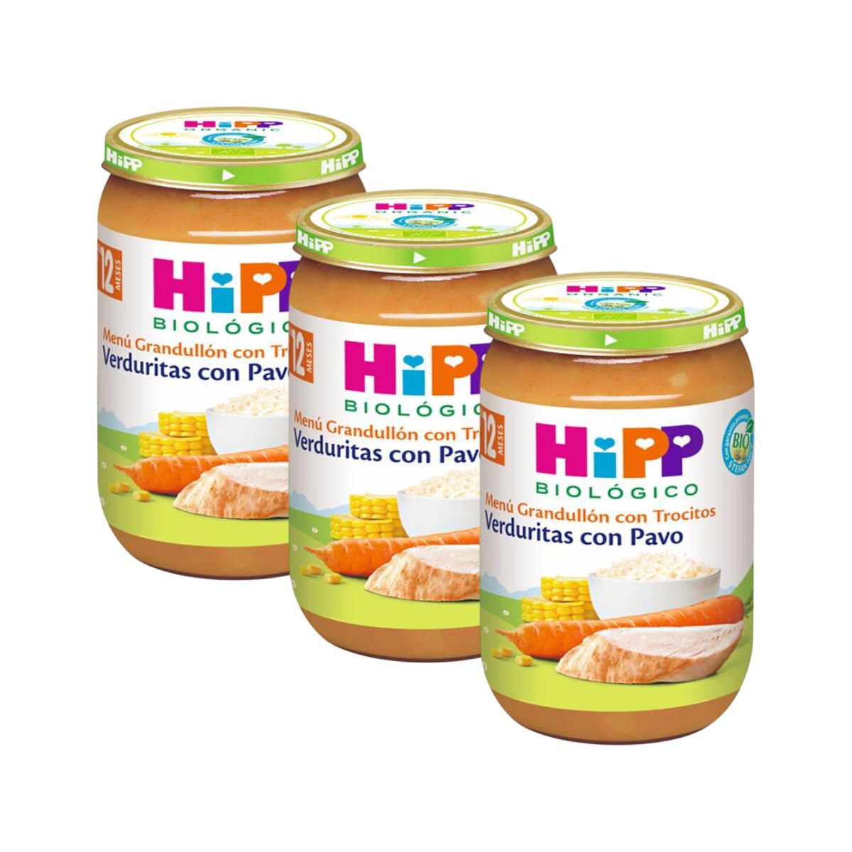 Embalagem x 3 Pote de legumes com peru biológico +12 meses HiPP 220 g
