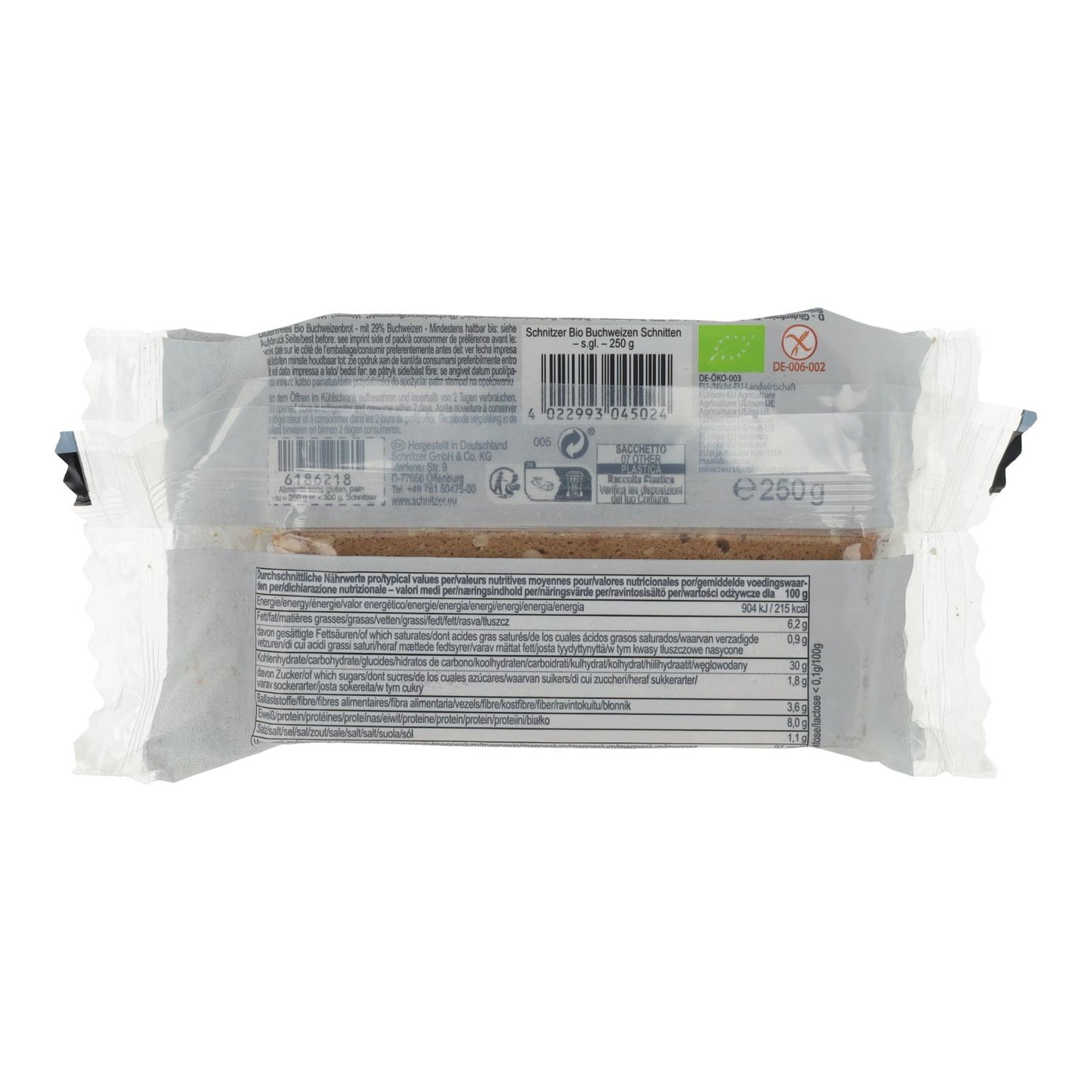 Pão de Fermento Natural de Trigo Sarraceno Biológico Schnitzer Sem Glúten 125g