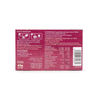 Chá Preto Earl Grey Biológico de Comércio Justo Tierra Madre Oxfam Intermón 40 g