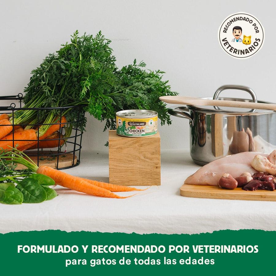 Pacote de latas de frango BARF para gatos 6 x 120 g Wild Balance