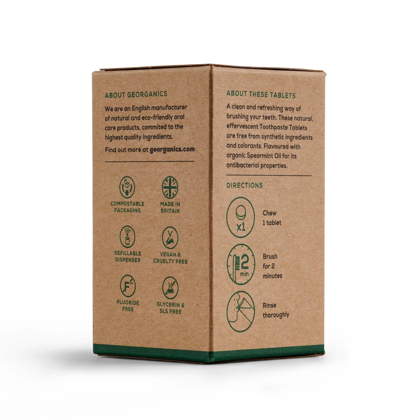 Georganics Comprimidos de pasta de dentes com sabor a hortelã-pimenta natural 120 comprimidos