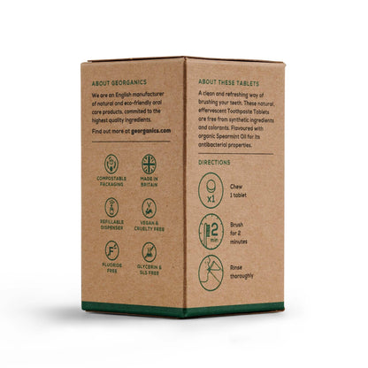 Georganics Comprimidos de pasta de dentes com sabor a hortelã-pimenta natural 120 comprimidos