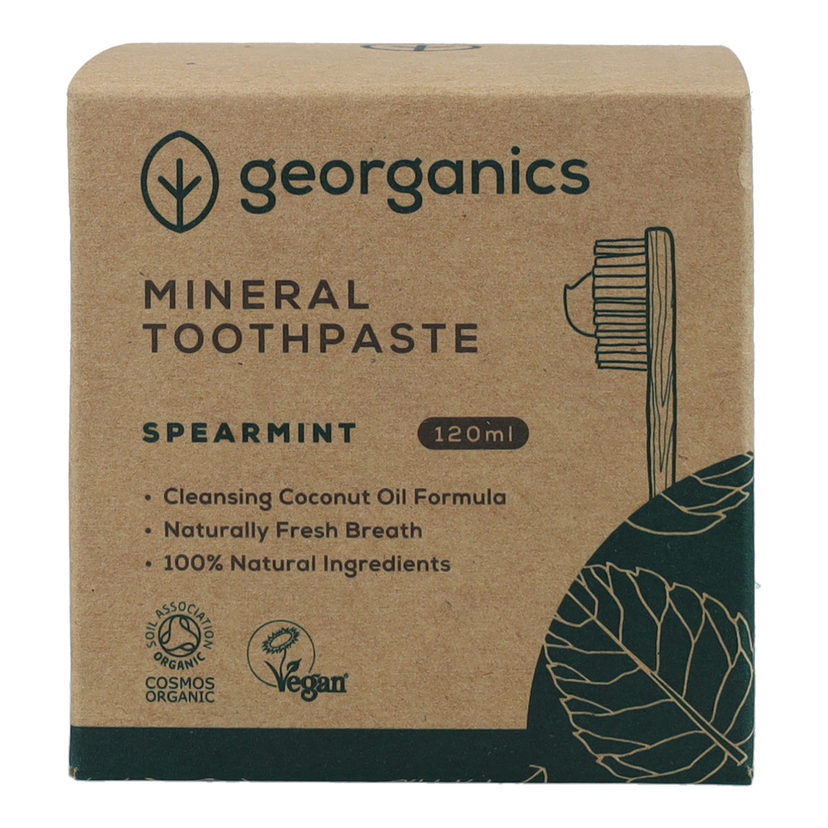 Pasta de dentes natural de hortelã-pimenta e coco Georganics 120 ml