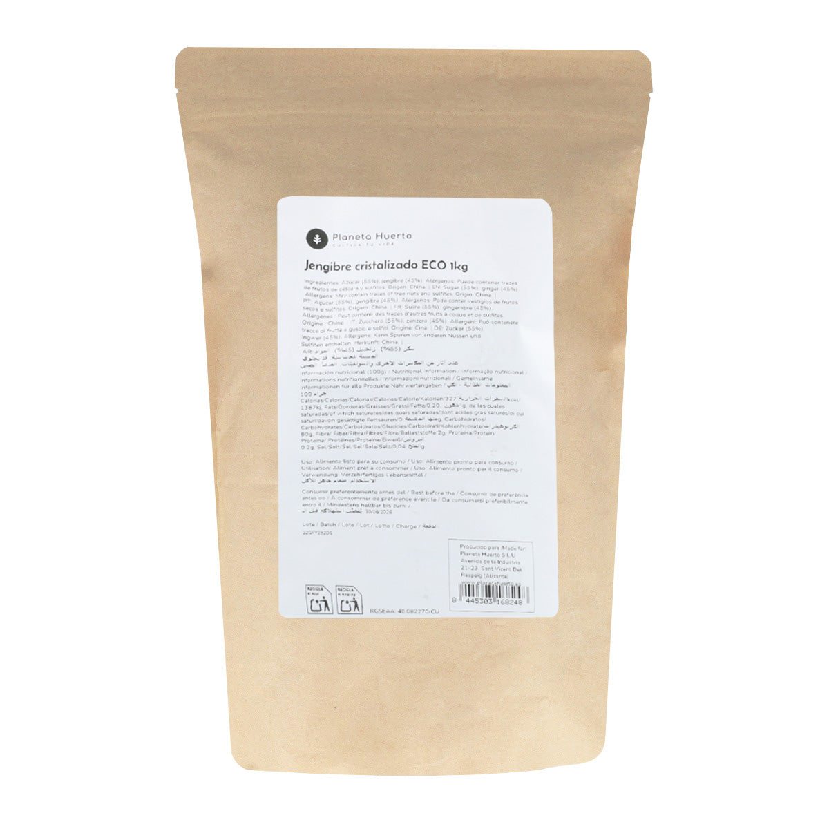 Gengibre cristalizado ECO Planeta Huerto 1 kg