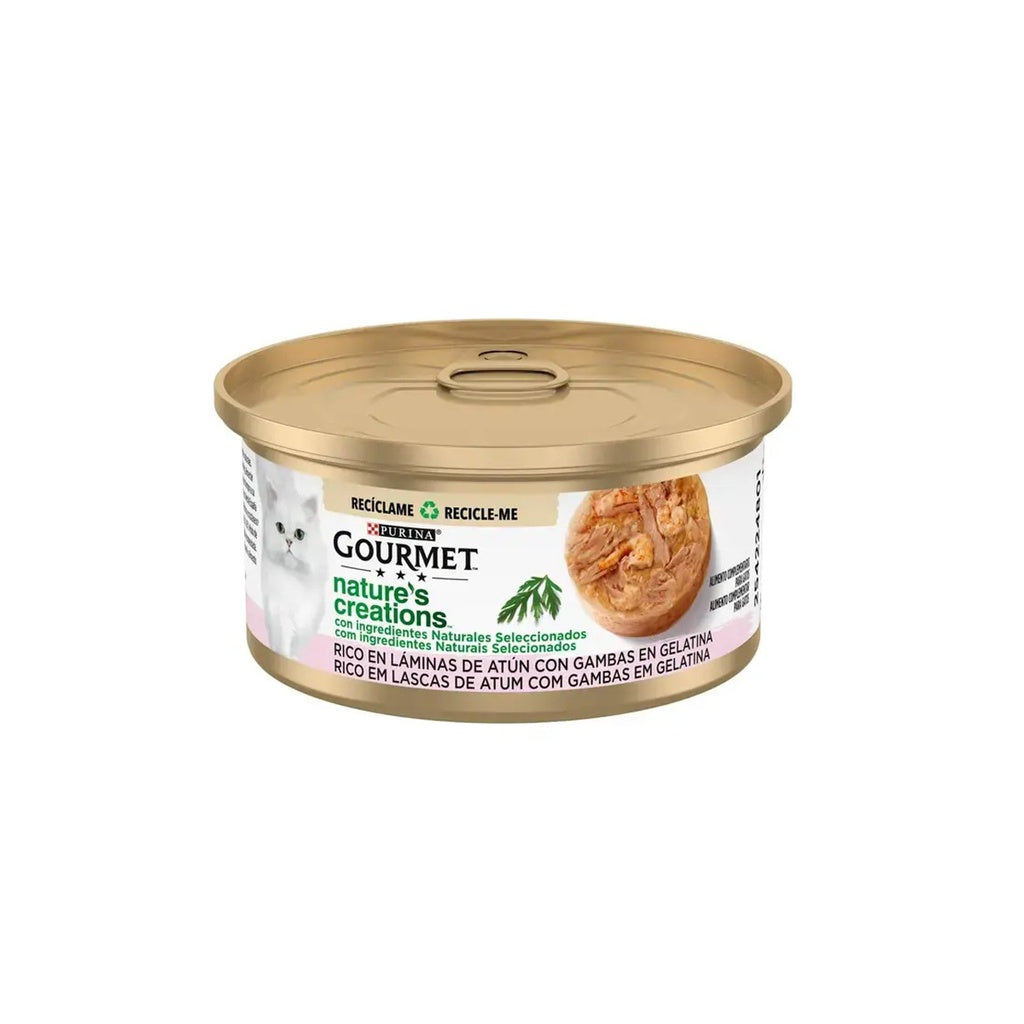 Pack de 24 Gourmet Nature's Creations Rico em Flocos de Atum com Camarão em Gelatina 70 g