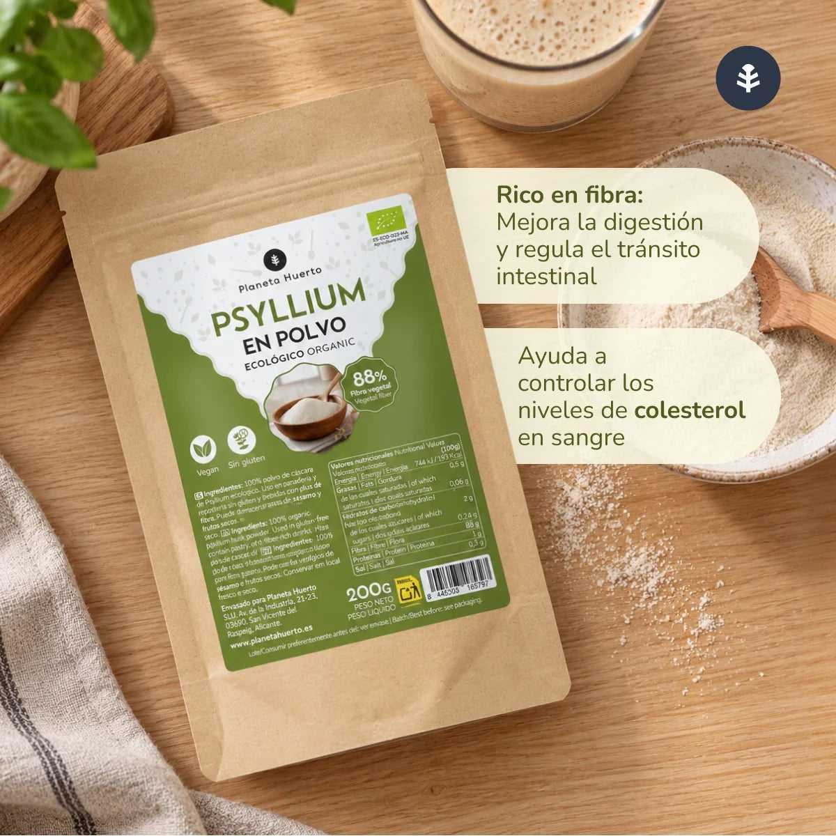 Psyllium em pó Eco Planeta Huerto 400 g
